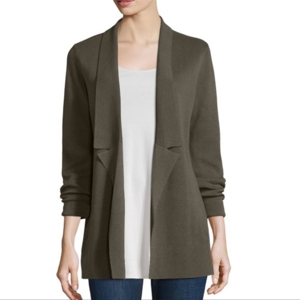 Eileen Fisher Silk & Organic Cotton Interlock Sweater Cardigan Jacket